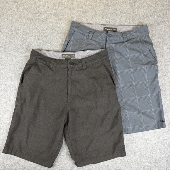 O'Neill Other - ONeill Mens Hybrid Shorts Lot 2 Size 30 Solid Brown Plaid Grey Boardshorts